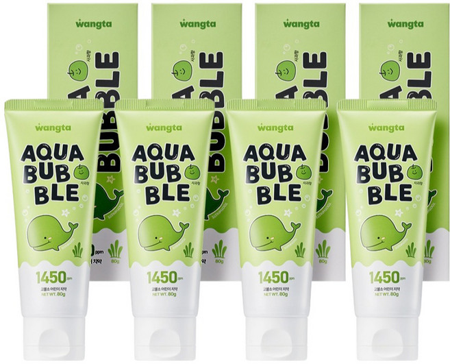 Wangta Aqua 泡泡牙膏 蘋果香, 80g, 4個