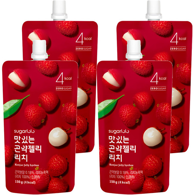 sugarlolo INTAKE 蒟蒻果凍飲 荔枝風味, 150g, 4包