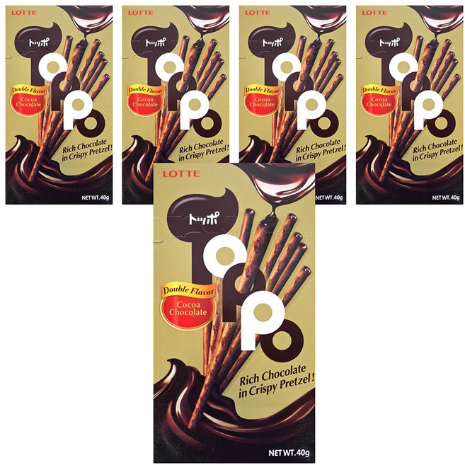 Toppo 夾心餅乾棒 濃厚巧克力口味, 40g, 5盒