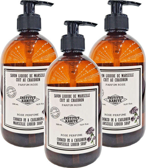 INSTITUT KARITE PARIS 巴黎乳油木 頂級草本保濕馬賽液體皂 玫瑰花園, 500ml, 3瓶