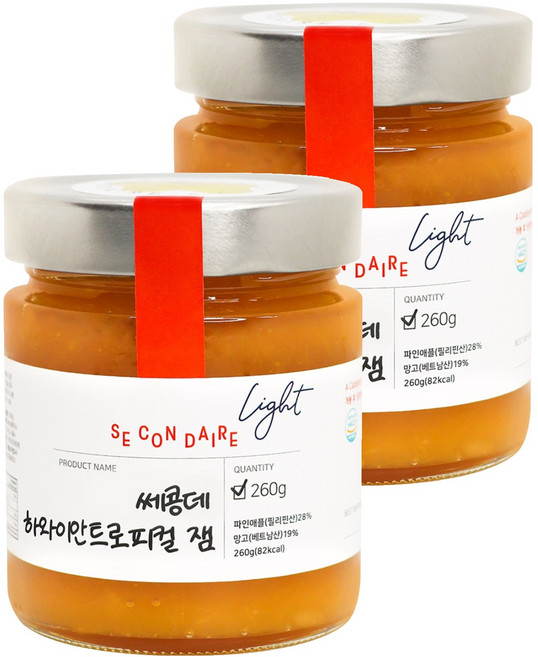 SECONDAIRE 低卡路里 Light 夏威夷熱帶果醬, 260g, 2個