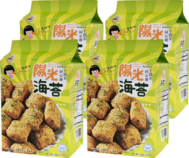 一口田 十榖米同心餅 陽光海苔, 150g, 4袋