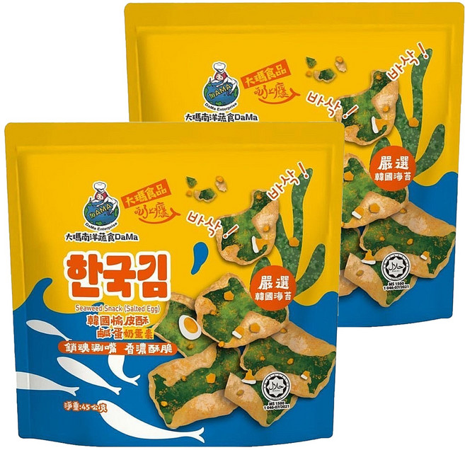 DaMa 大瑪南洋蔬食 韓國愉皮酥 鹹蛋 蛋奶素, 2個, 45g
