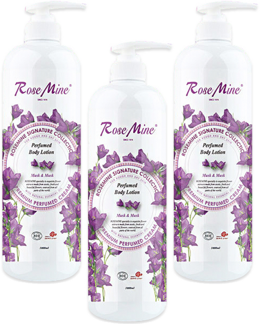 EVAS COSMETICS Rose Mine 奢華香水身體乳 Musk & Musk, 1L, 3瓶