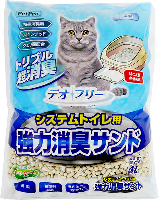 PetPro 雙層貓砂盆用 強力消臭沸石砂, 4L, 1袋, 強力消臭