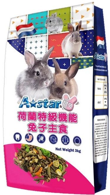 A star 荷蘭特級機能兔子主食, 3kg, 1袋