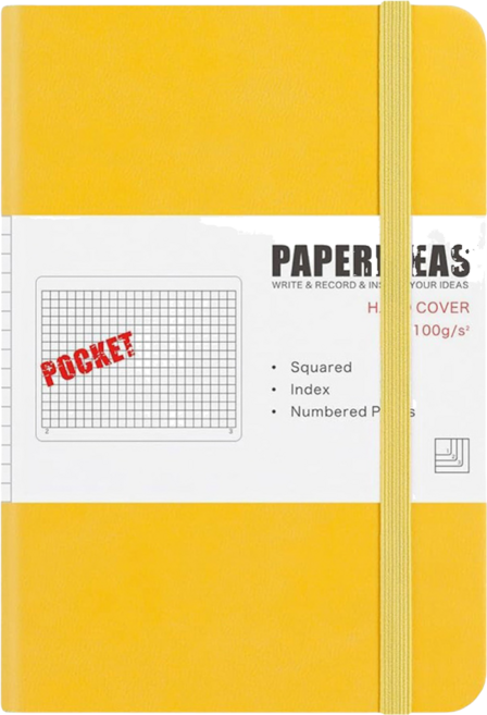 PAPERIDEAS A6硬皮筆記本 188頁 橫線, 檸檬黃, 1本