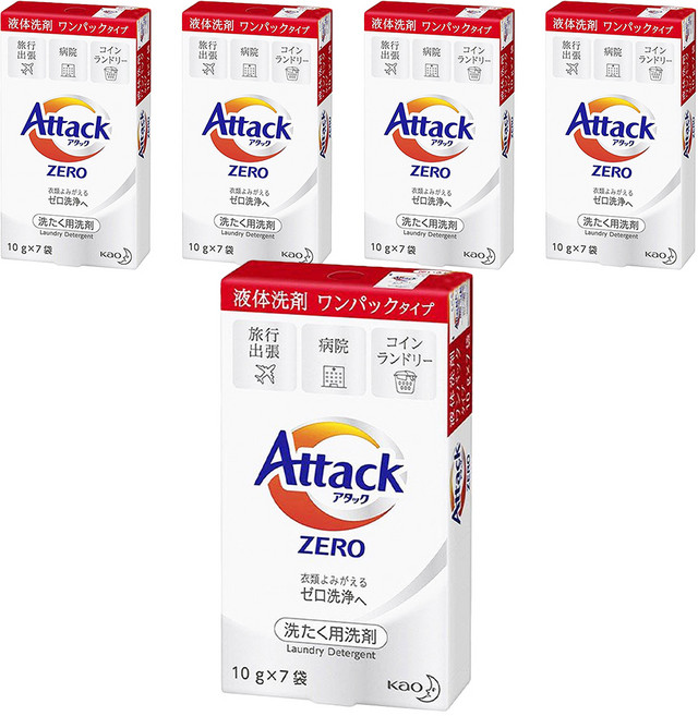 Attack ZERO 濃縮洗衣精 旅行包 7入, 70g, 5盒