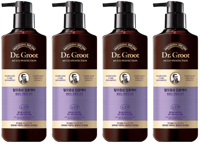 Dr.Groot 健髮專家 緩解掉髮症狀 集中修護 多效完美 無力細軟髮專用洗髮精, 330ml, 4個