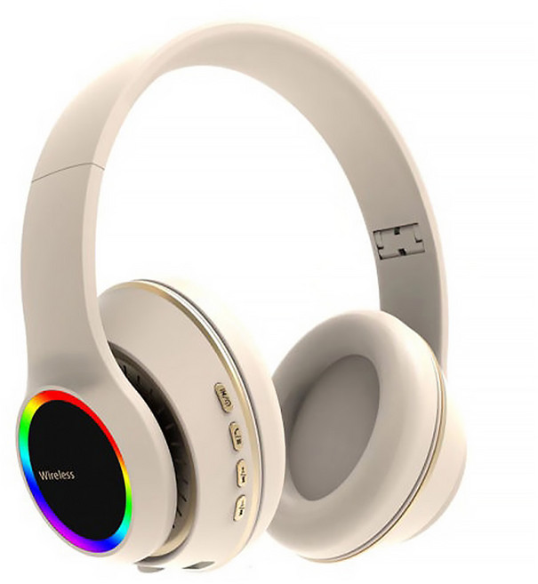 MCK 科技 Wireless 耳罩式 耳機 內建麥克風 藍芽 5.0 On-cup Controls 6H Playtime 米色 RGB燈效 MCK-S1