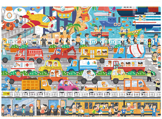 Easycreative 幼幼小拼圖 6歲以上 410 x 275mm, 200片, 交通工具, 1盒