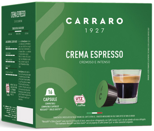CARRARO Crema濃縮咖啡膠囊 適用Dolce Gusto, 7g, 16顆, 1盒