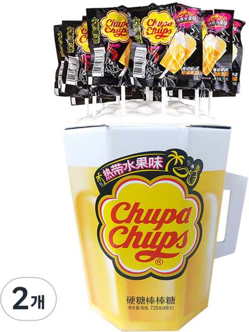 Chupa Chups 加倍佳 乾杯造型棒棒糖 熱帶水果風味 48入組, 720g, 2組