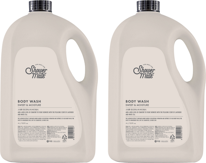 Shower mate Sweet & Moisture 身體沐浴乳 薰衣草白茶香, 4L, 2個