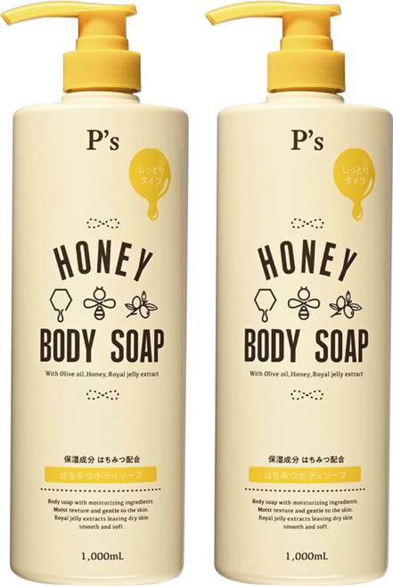 P's 蜂蜜保濕沐浴乳, 1L, 2瓶