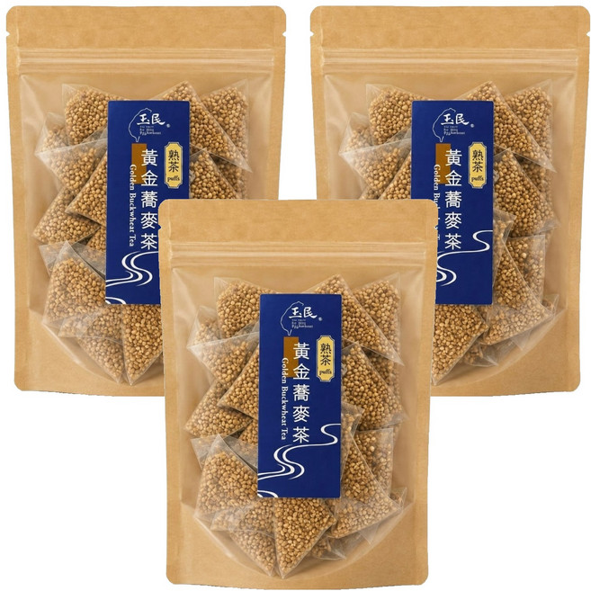 玉民 黃金蕎麥茶 熟茶立體茶包, 3袋, 5g, 12包