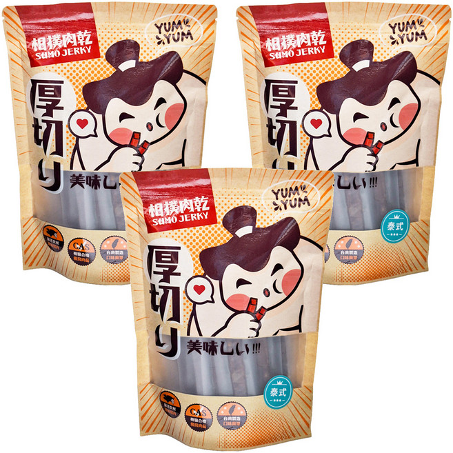 相撲肉乾 超厚筷子豬肉條 泰式檸檬, 240g, 3袋