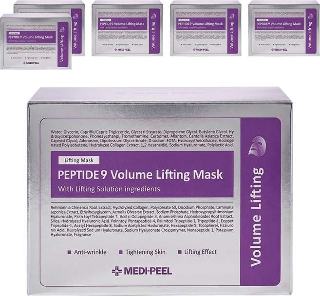 MEDIPEEL 美蒂菲 台灣公司貨 九胜肽緊緻面膜 25ml, 50片, 6盒