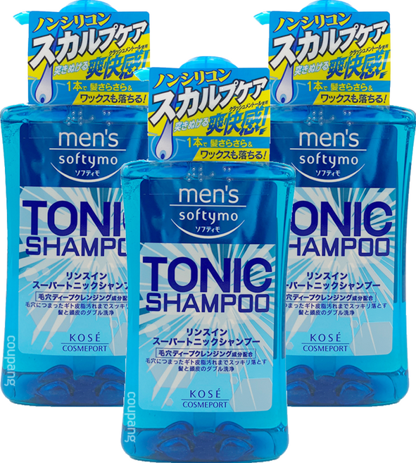 KOSE 高絲 softymo 絲芙蒂 TONIC清爽薄荷洗髮精, 550ml, 3瓶