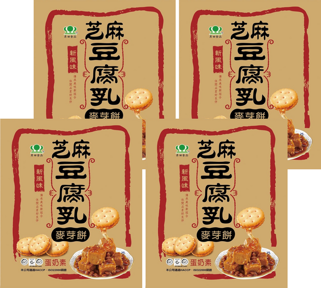 昇田食品 芝麻豆腐乳麥芽餅, 250g, 4袋