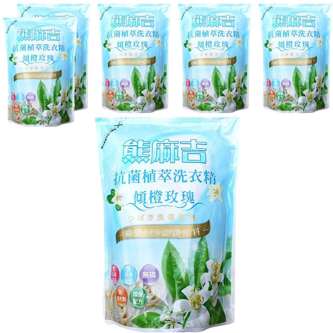 熊麻吉 洗衣精 補充包 傾橙玫瑰, 6袋, 1.8L
