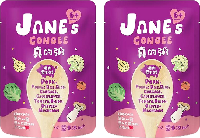 JANE's CONGEE 真的粥 豬肉紫米粥, 150g, 2個