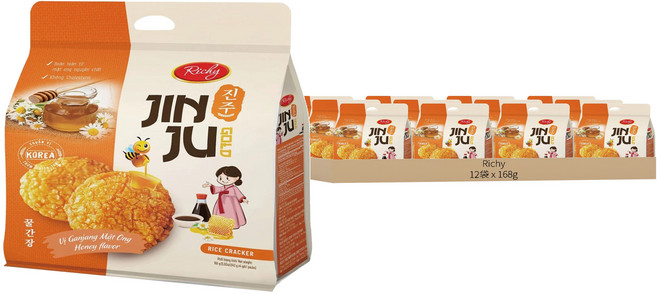Richy 蜂蜜韓式醬味米果, 168g, 12袋