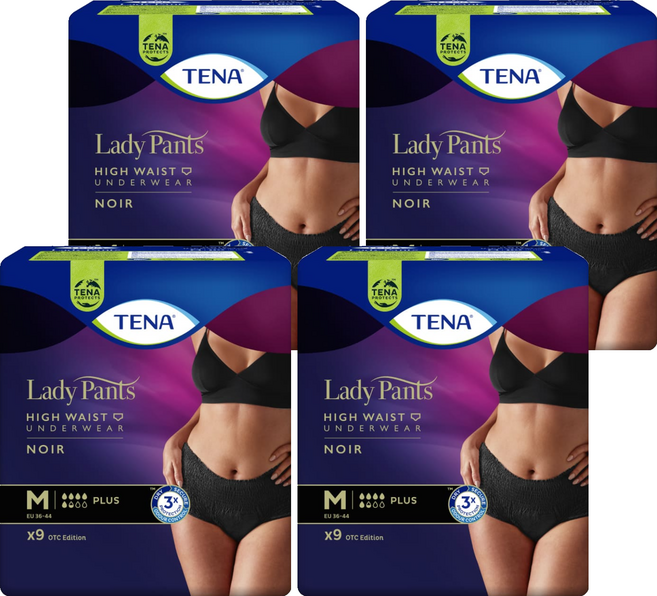 TENA 添寧 趕動褲 玩色系列 酷黑, M, 9片, 4包
