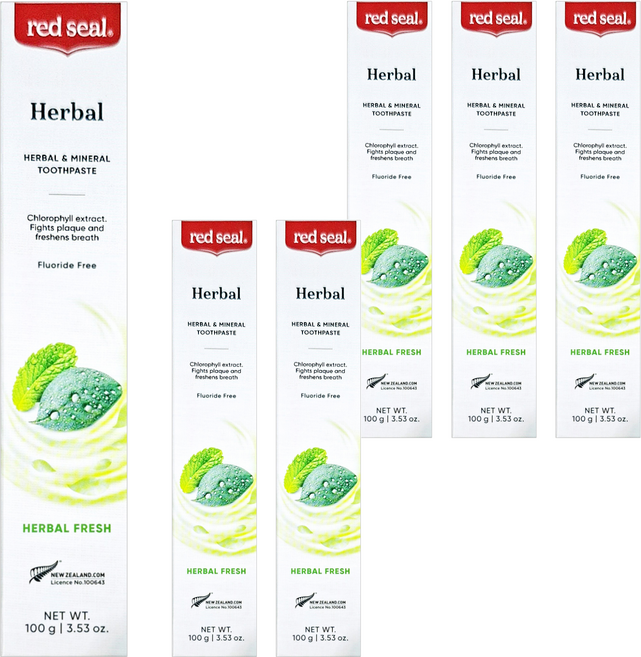 red seal 紅印 清新草本牙膏, 6條