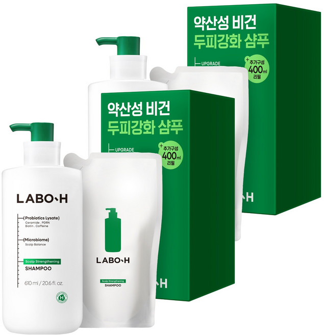 LABO-H 益生菌強健頭皮洗髮精 610ml+補充包 400ml, 2套