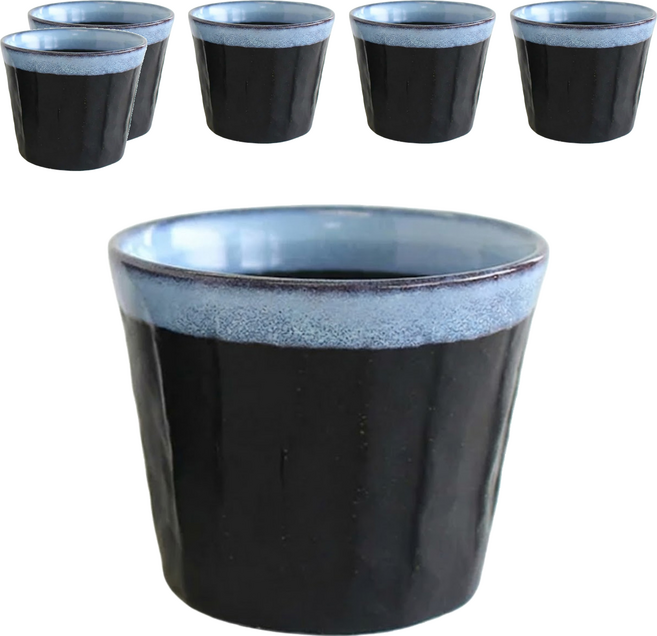 JUST HOME 日本製線條漸變陶瓷茶杯6件組, 藍色, 1組
