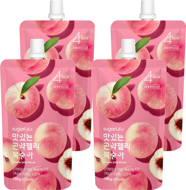 sugarlolo 蒟蒻果凍飲 水蜜桃風味, 150g, 4包
