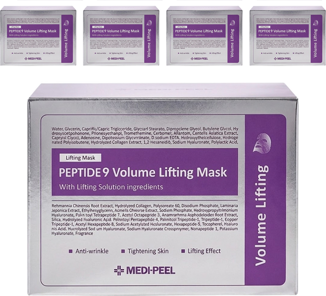 MEDIPEEL 美蒂菲 台灣公司貨 九胜肽緊緻面膜 25ml, 50片, 5盒
