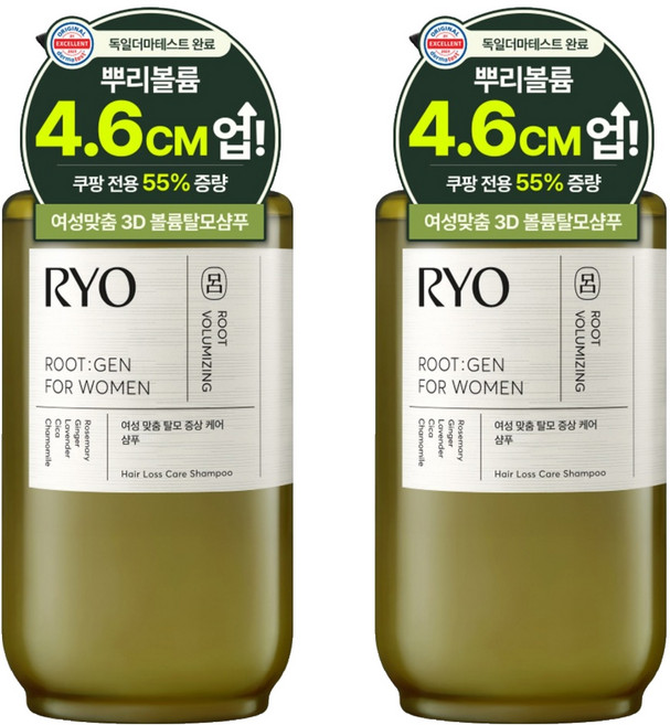 RYO 呂 Rootzen 女性專用緩解掉髮症狀專業護理大容量洗髮精, 800ml, 2個