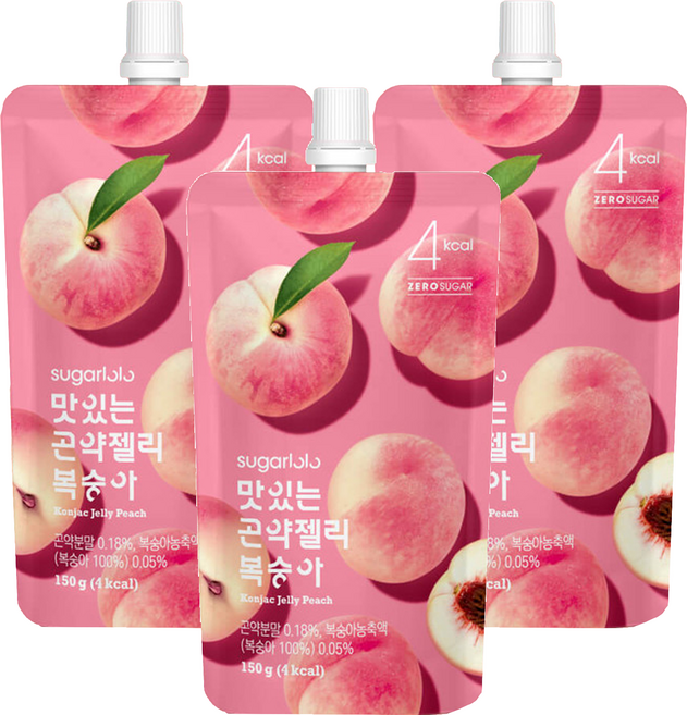 sugarlolo 蒟蒻果凍飲 水蜜桃風味, 150g, 3包
