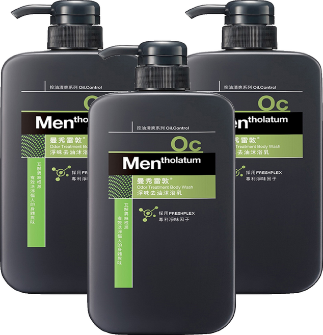 MENTHOLATUM 曼秀雷敦 淨味去油沐浴乳 雅緻麝香調, 650ml, 3瓶