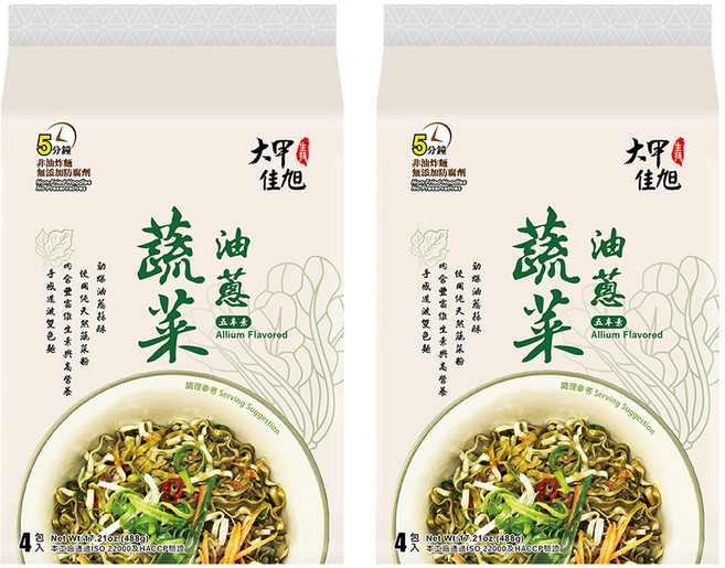 大甲佳旭 大甲乾麵 蔬菜油蔥拌麵 非油炸麵條 ISO22000 HACCP食品安全認證, 8包