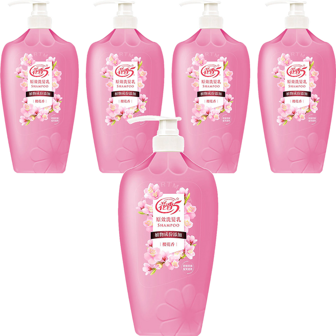 花香5 原效洗髮乳 乾燥受損髮質適用 櫻花香, 5瓶, 1.1kg