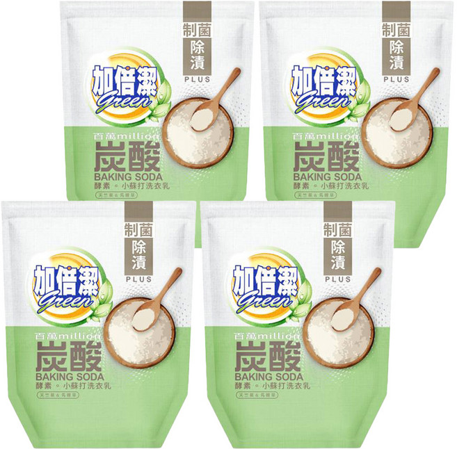 加倍潔 除漬酵素小蘇打洗衣乳 補充包, 4包, 1.6kg