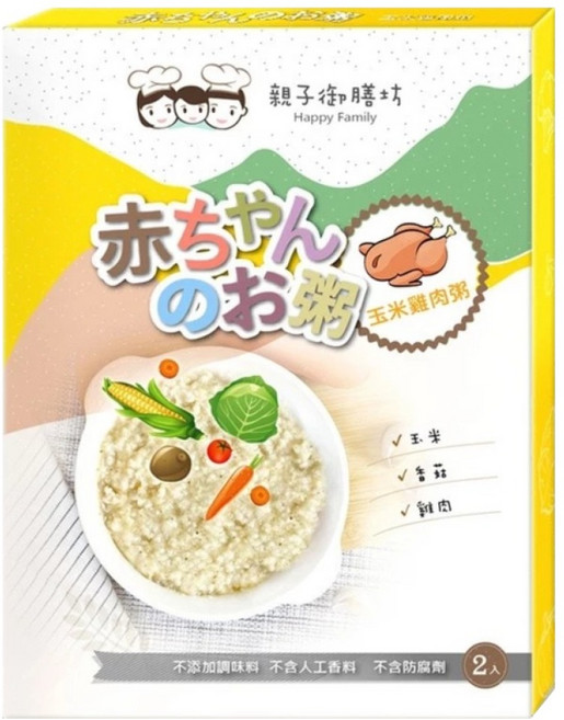 Happy Family 親子御膳坊 玉米雞肉寶寶粥 2包, 150g, 1盒