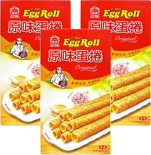 義美 蛋捲 原味, 60g, 3盒