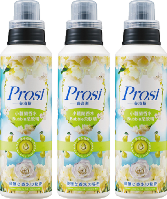 Prosi 普洛斯 小蒼蘭香水Bubble柔軟精 添加護色抗皺配方 無添加螢光劑, 570ml, 3瓶
