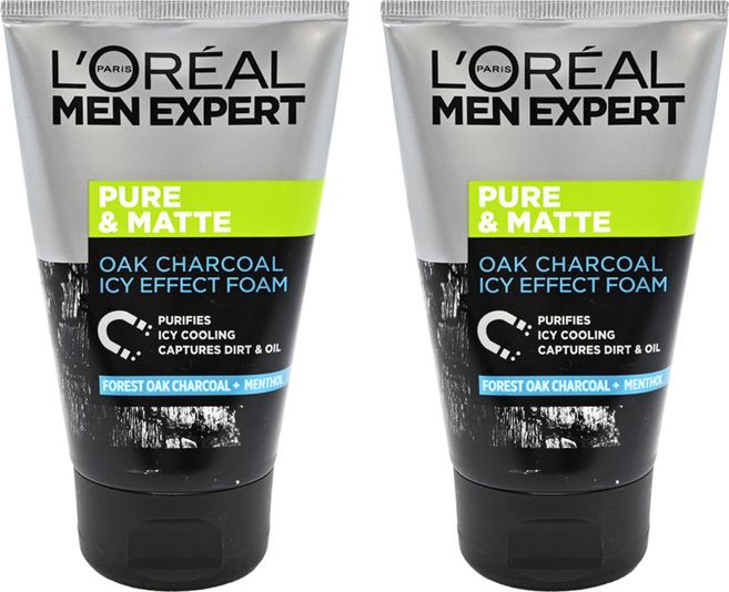 L'OREAL PARiS 巴黎萊雅 台灣公司貨 Men Expert 男士炭黑酷涼洗面乳, 100ml, 2條