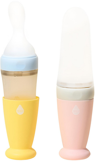 LIVING CREATOR 嬰兒副食品輔食器 2入組, 黃色 + 粉色, 1組