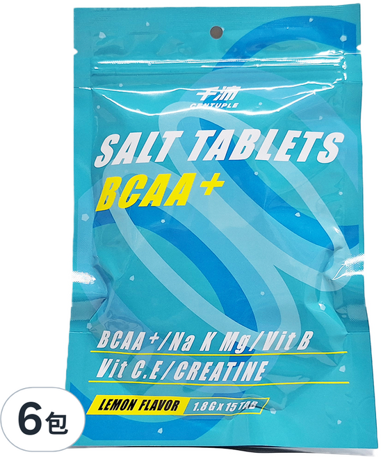 CENTUPLE 千沛 BCAA+能量鹽錠, 15顆, 1.8g, 6包