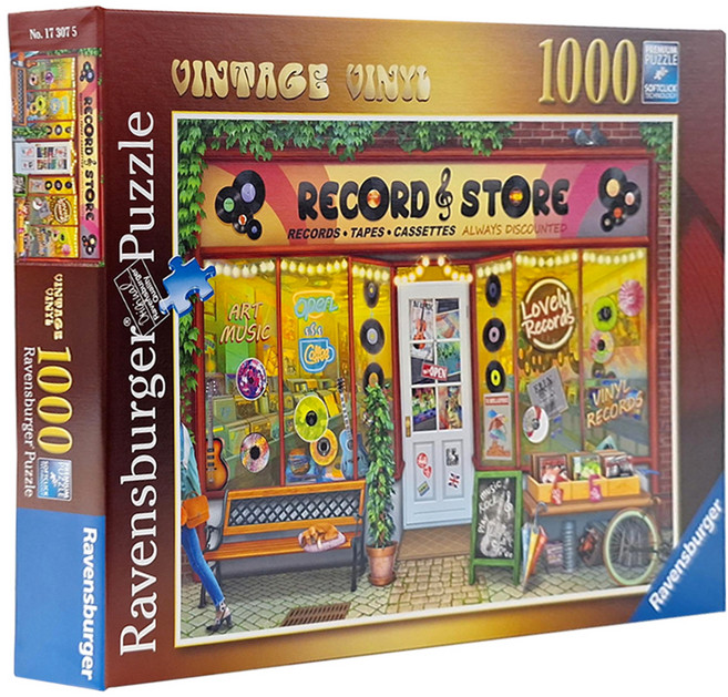 Ravensburger 維寶 拼圖 RV17307 14歲以上, 復古黑膠唱片行 多色, 1000片, 1盒