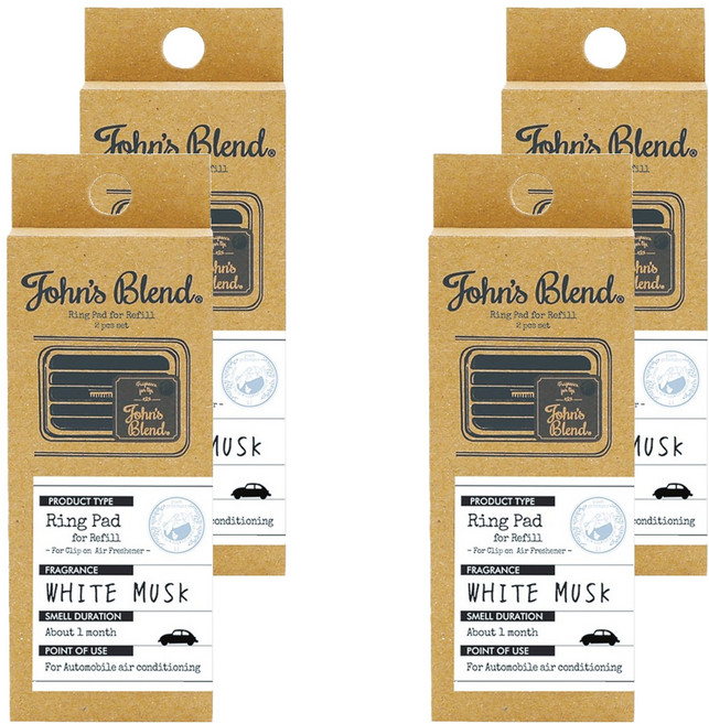 John's Blend 車用芳香劑 補充包 2個, 4盒, 白麝香
