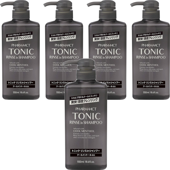 KUMANO 熊野油脂 Pharmaact TONIC 水潤洗髮精, 5瓶, 550ml