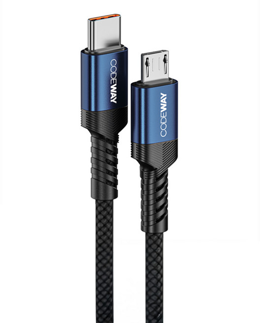 CODEWAY USB-C-Micro 5針充電線 高速傳輸, 藍色, 1m, 1條