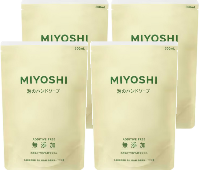 MIYOSHI 玉之肌 無添加泡沫洗手乳補充包, 300ml, 4包
